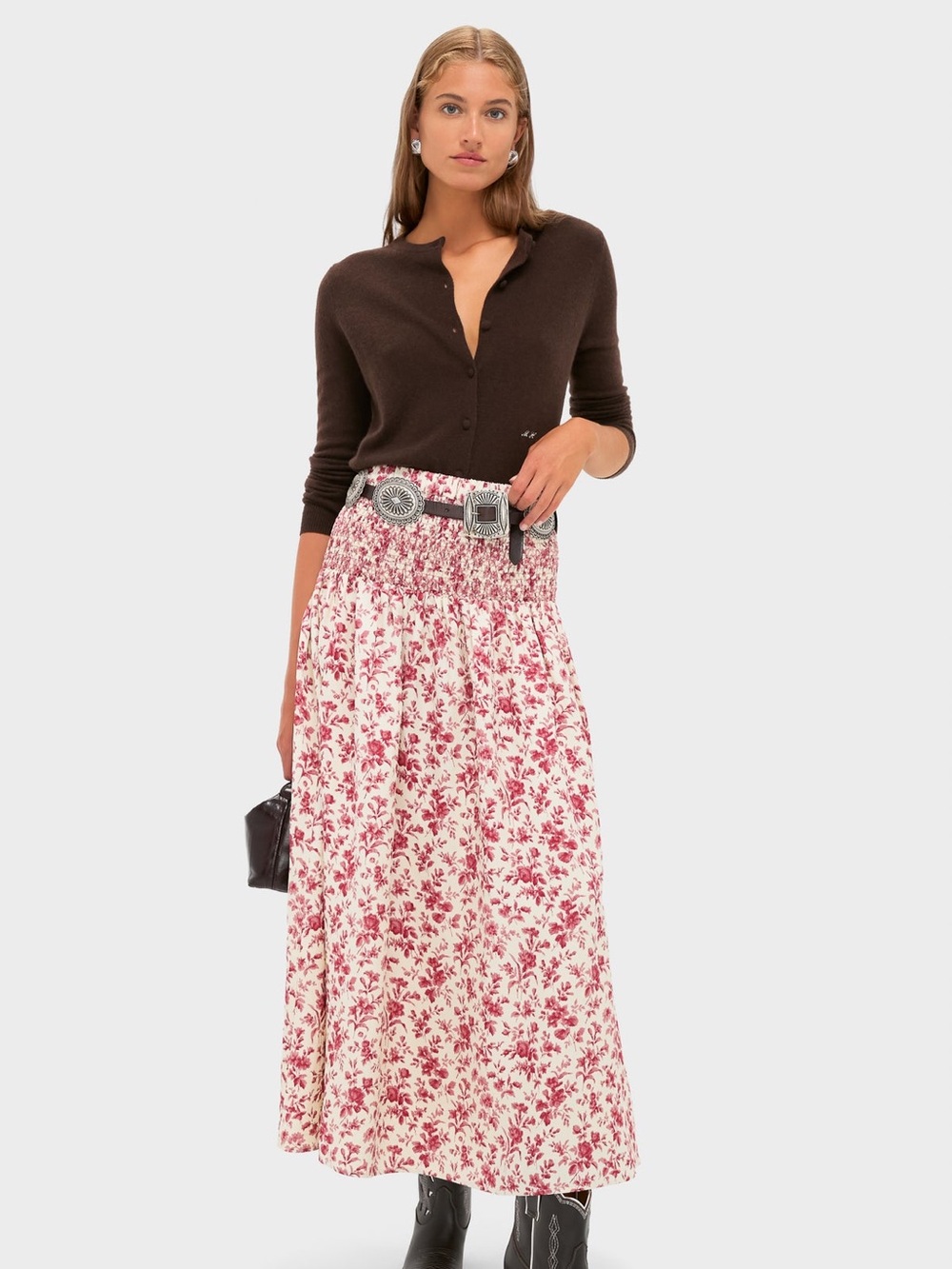 Tuckernuck Pomegranate Bloom Smocked Benson Skirt size M